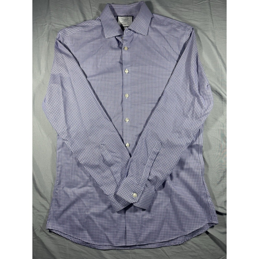 Charles Tyrwhitt Men's Blue & Purple Long Sleeve Button Up Shirt Size 16/41 L